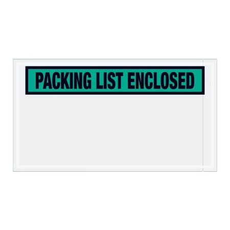 Box Packaging Panel Face Envelopes, "Packing List Enclosed" Print, 10"L x 5-1/2"W, Green, 1000/Pack PL432